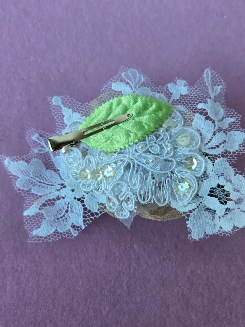 Handmade Cream and Blush Velvet Rose and Lace Posey Hair Clip  Cottage Balletco